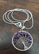 Amethyst Tree of Life Necklace - Silver