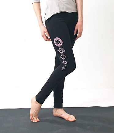 Asana Hand Painted Black Yoga Leggings - Full Length High Waisted