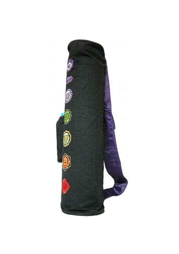 Chakra Yoga Mat Bag - Black, Embroidered