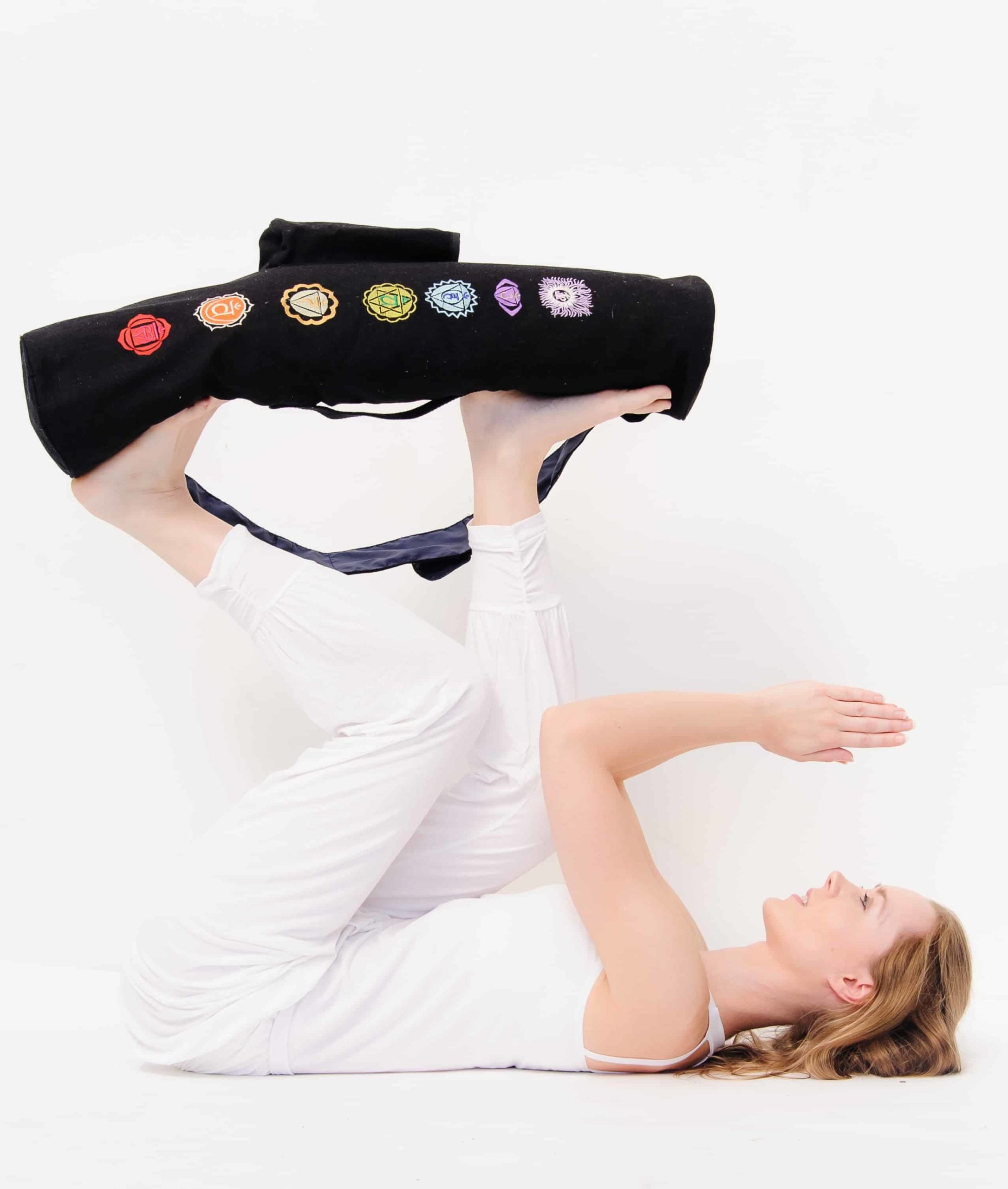Chakra Yoga Mat Bag - Black, Embroidered