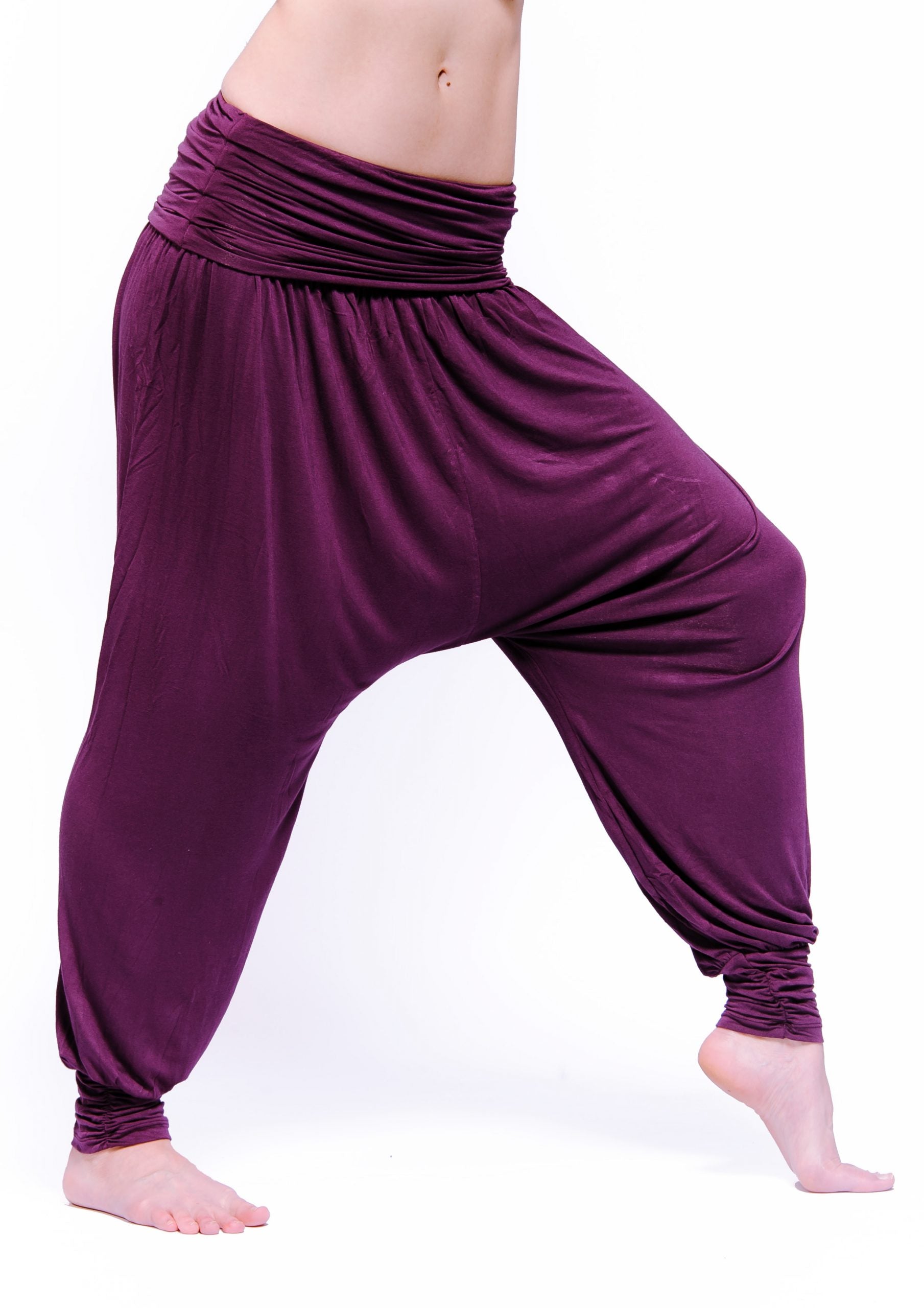 Comfort Flow Purple Yoga Outfit - Harem Pants, Support Top Set