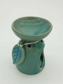 ceramic Oil Burner - Turquoise/Mint Green, Leaf Design