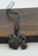 Shell Elephant Necklace - Hand Carved, Brown