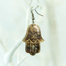 Abalone Shell Hamsa Hand of Fatima Earrings