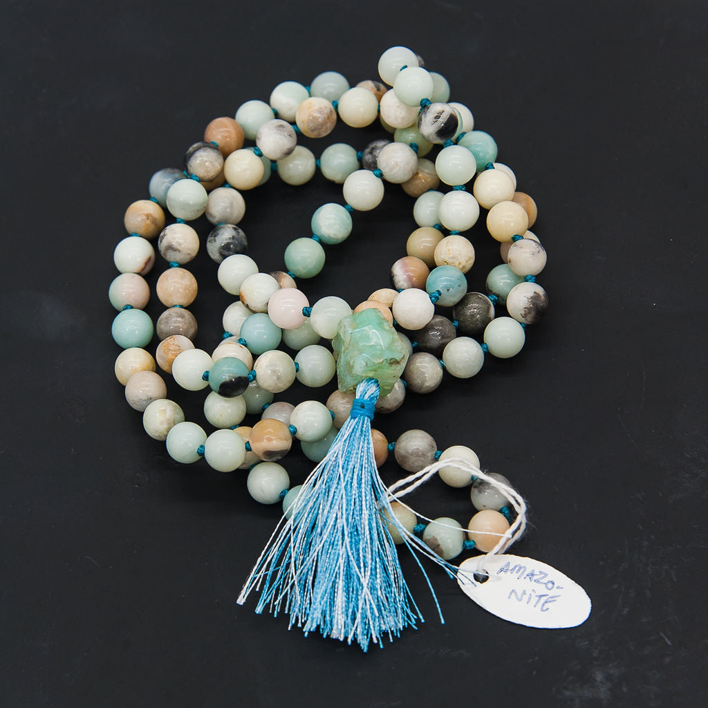 Amazonite with Raw Guru Bead Mala