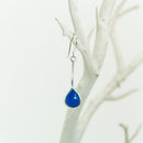 Bali Silver Tear Drop Blue Stone Earrings