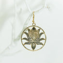 Brass Golden Sun Lotus Earrings