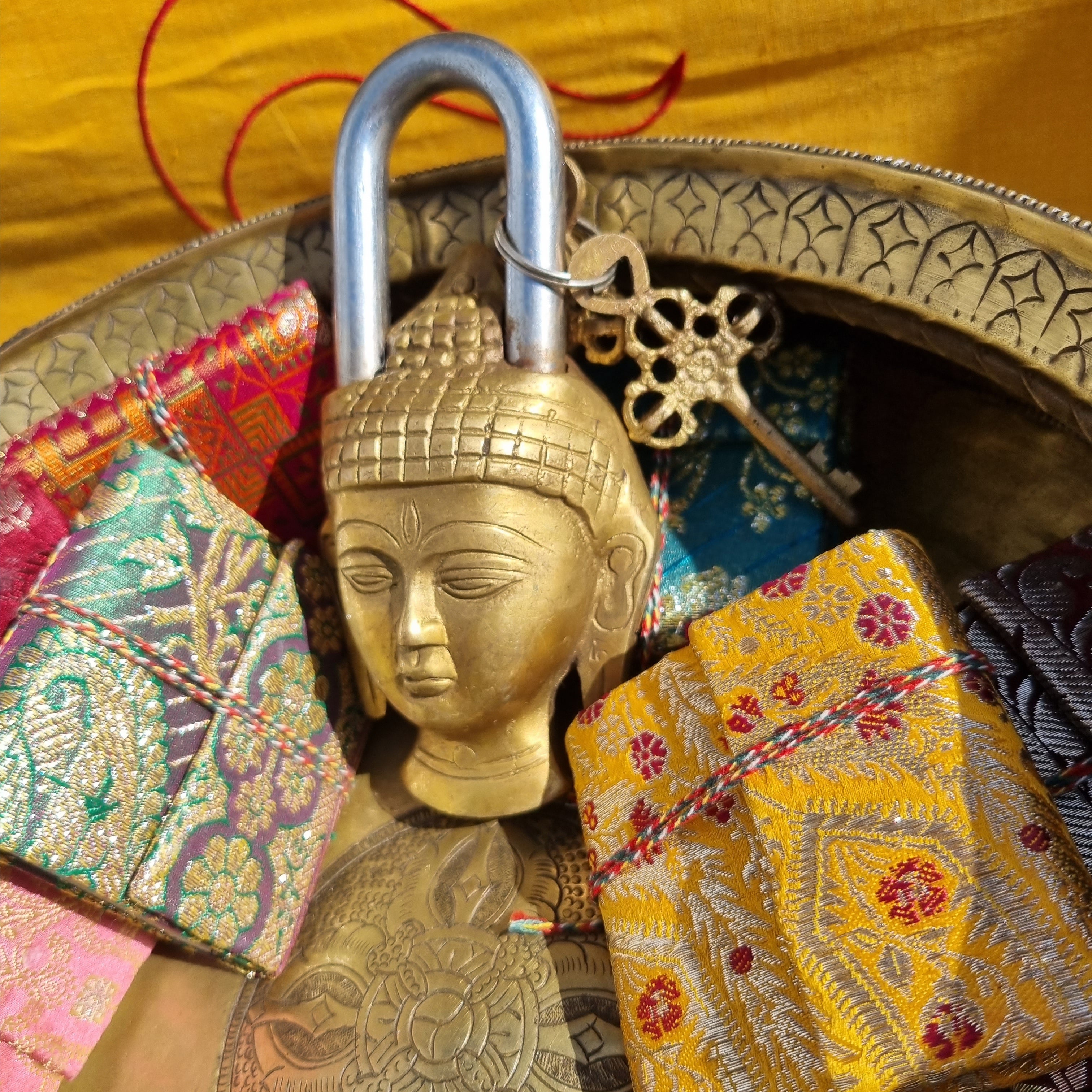 Buddha Brass Carved Lock with Keys