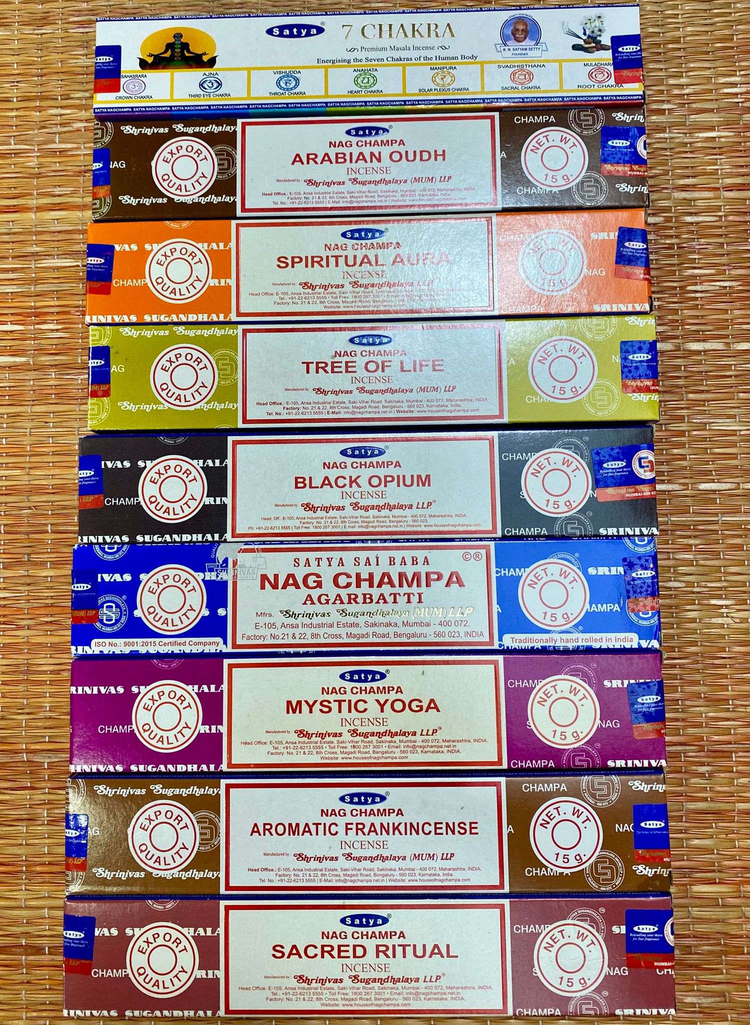 Satya 7 Chakra Incense Sticks Collection (15g)
