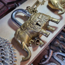 Elephant Carved Brass Lock with Keys – Large