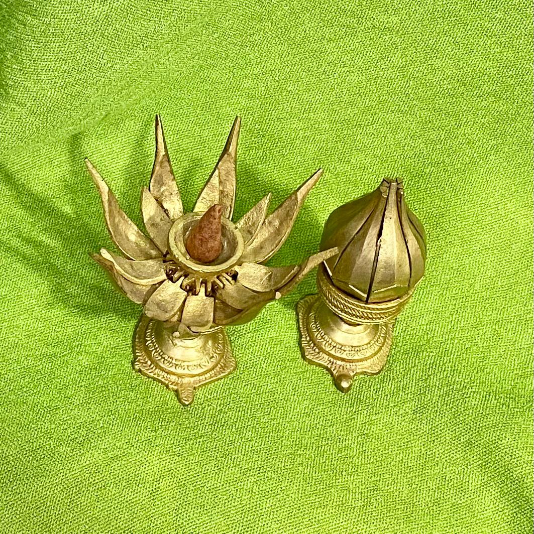 Brass Lotus Flower on a Turtle’s Back Incense Cone Burner
