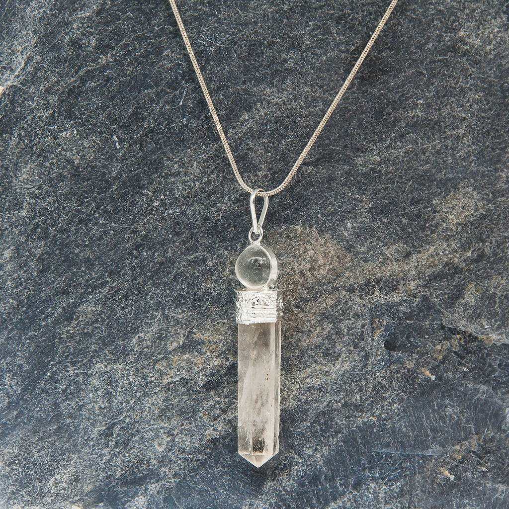 Quartz Point Necklace with Crystal Ball