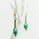 Turquoise in Brass Earrings