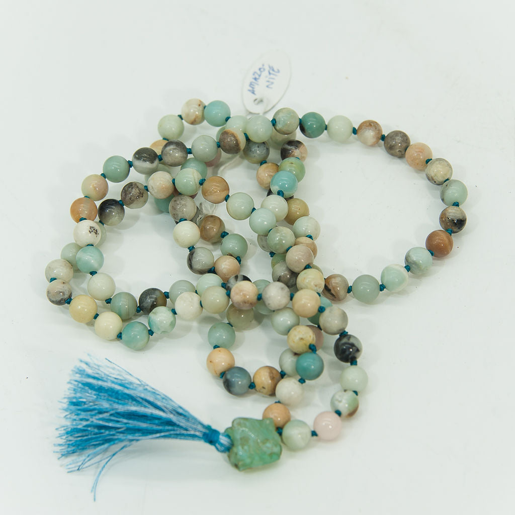 Amazonite with Raw Guru Bead Mala