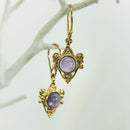 Amethyst in Brass Earrings