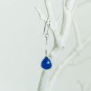 Bali Silver Tear Drop Blue Stone Earrings