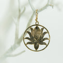Brass Golden Sun Lotus Earrings