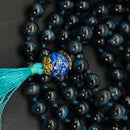 Hawk Eye with Lapis Guru Bead Mala
