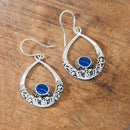 92.5% Bali Silver Earrings with Blue Stone