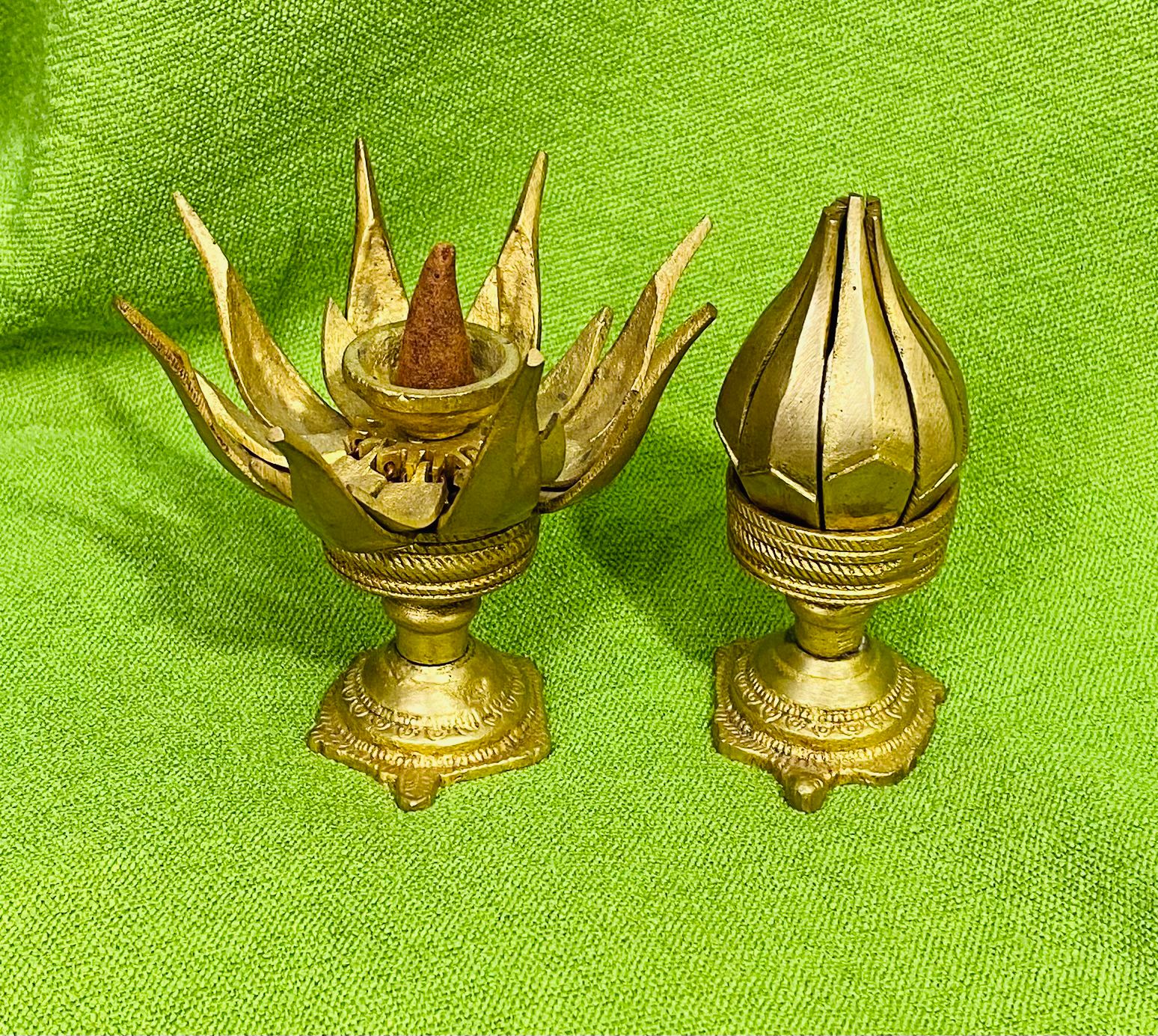 Brass Lotus Flower on a Turtle’s Back Incense Cone Burner
