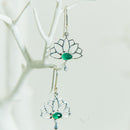 Lotus Earrings with Green Stone