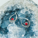 92.5% Bali Silver with Red Stone Earrings