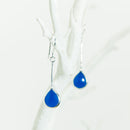 Bali Silver Tear Drop Blue Stone Earrings