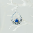 92.5% Bali Silver Earrings with Blue Stone