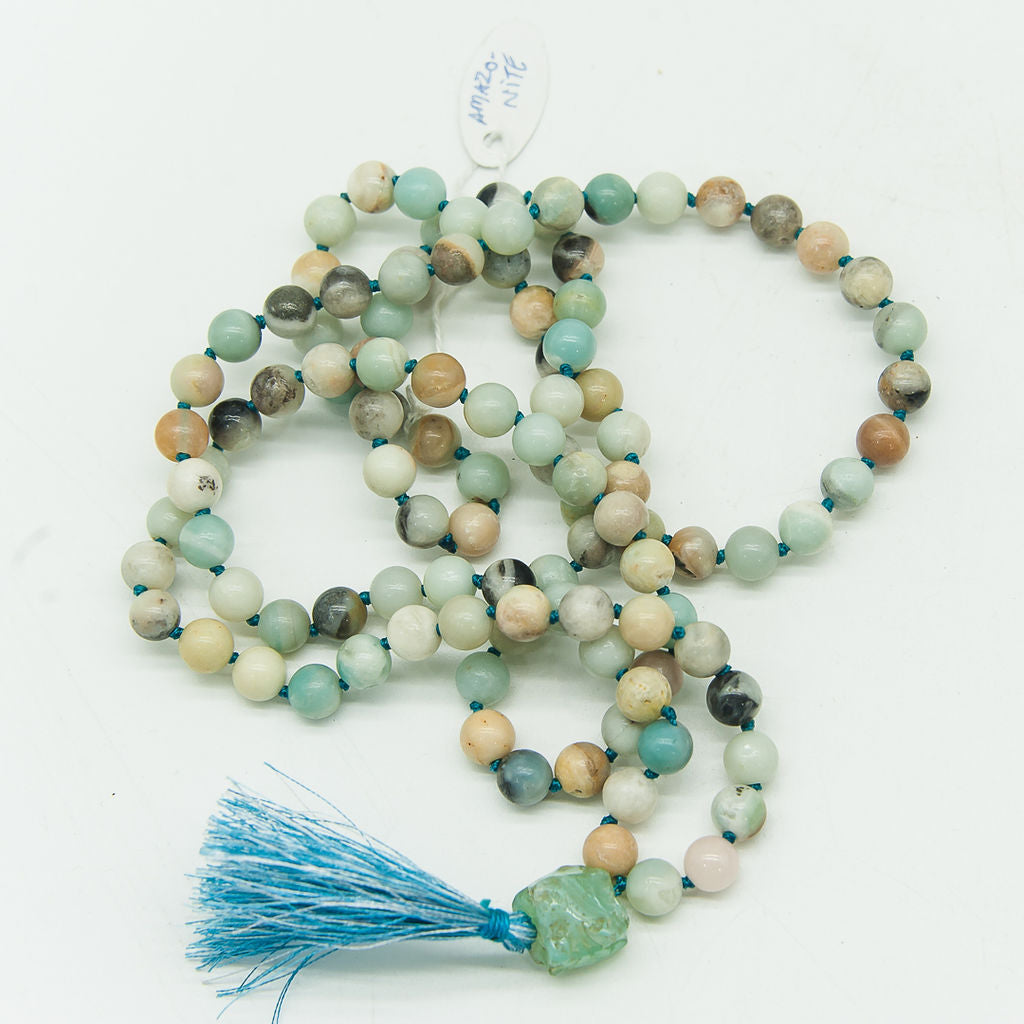Amazonite with Raw Guru Bead Mala