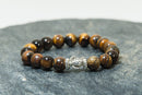 Big Tiger Eye Bracelet with Silver Turtle