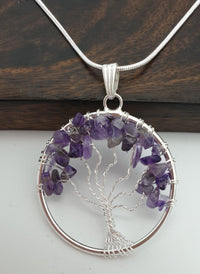 Amethyst Tree of Life Necklace - Silver