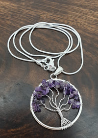Amethyst Tree of Life Necklace - Silver