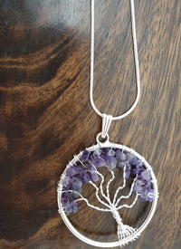Amethyst Tree of Life Necklace - Silver