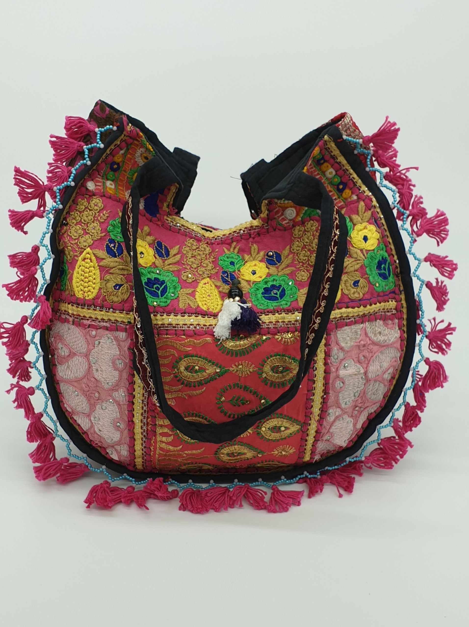 Artisan Large Recycled Embroidery Pink Hippy Patchwork Handbag
