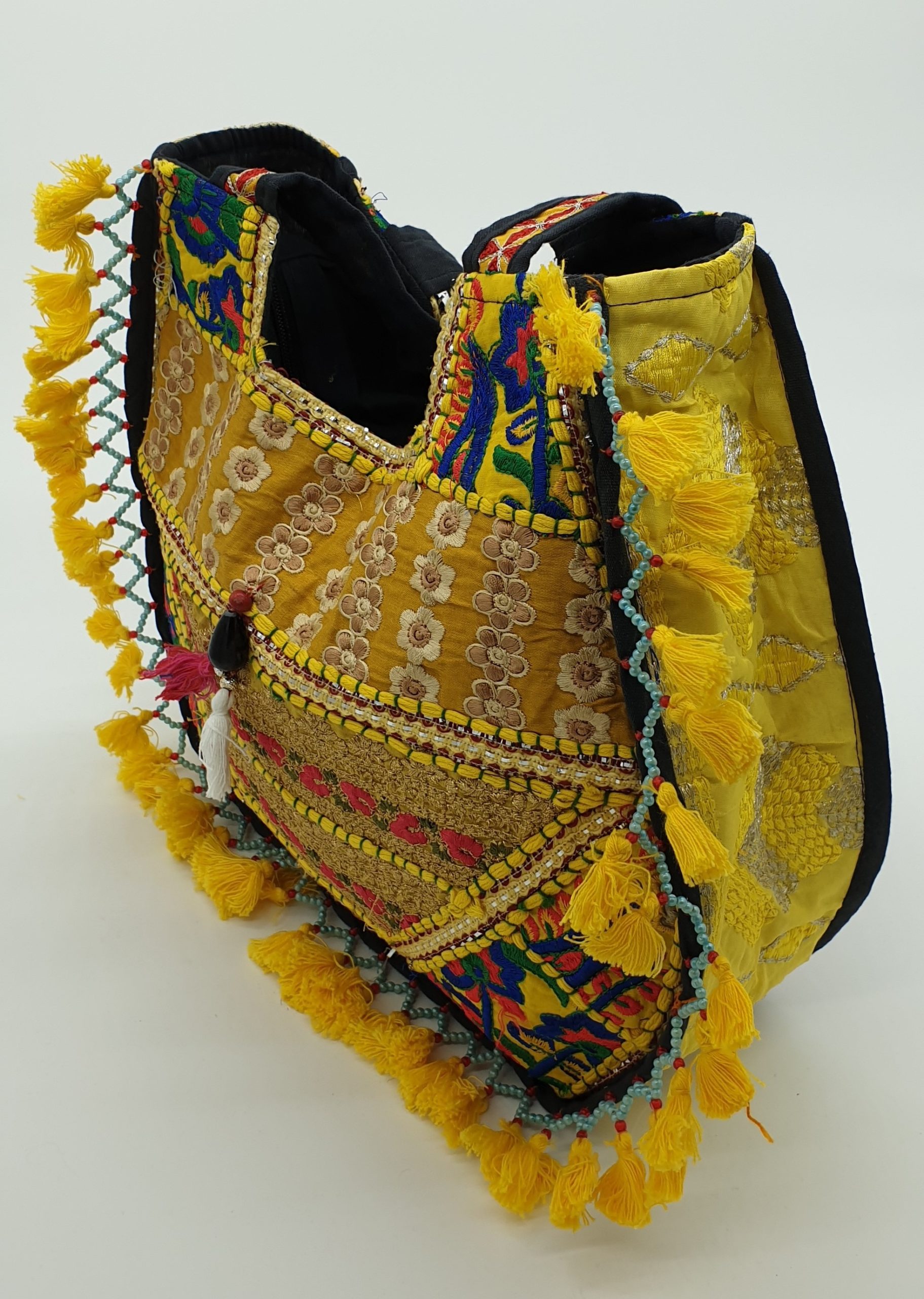 Artisan Large Recycled Yellow Hippy Patchwork Handbag