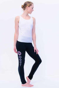 Asana Hand Painted Black Yoga Leggings - Full Length High Waisted