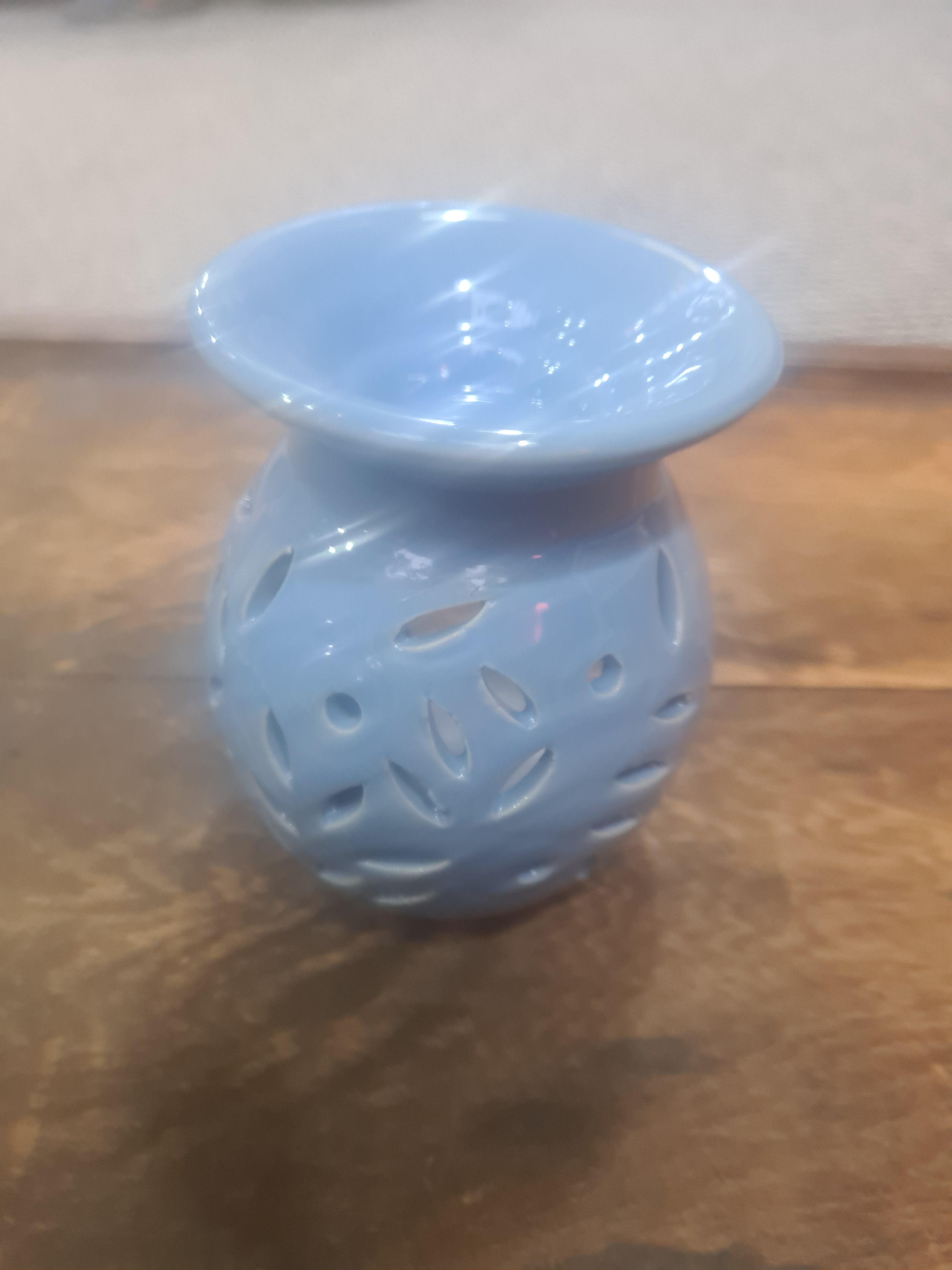 Blue Cut Work Ceramic Oil Burner