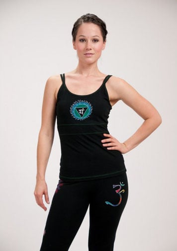 Chakra Hand Painted Yoga Top Camisole Black
