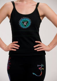 Chakra Hand Painted Yoga Top Camisole Black