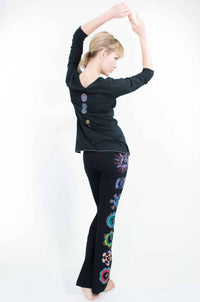 Chakra Yoga Pants - Hand Painted, Black