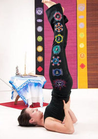 Chakra Yoga Pants - Hand Painted, Black
