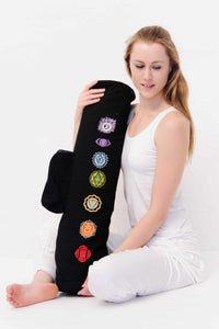 Chakra Yoga Mat Bag - Black, Embroidered