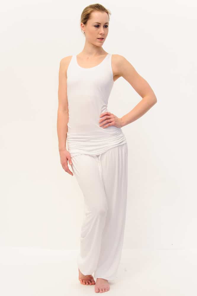 Comfort Flow Loose White Yoga Pants - Harem Style