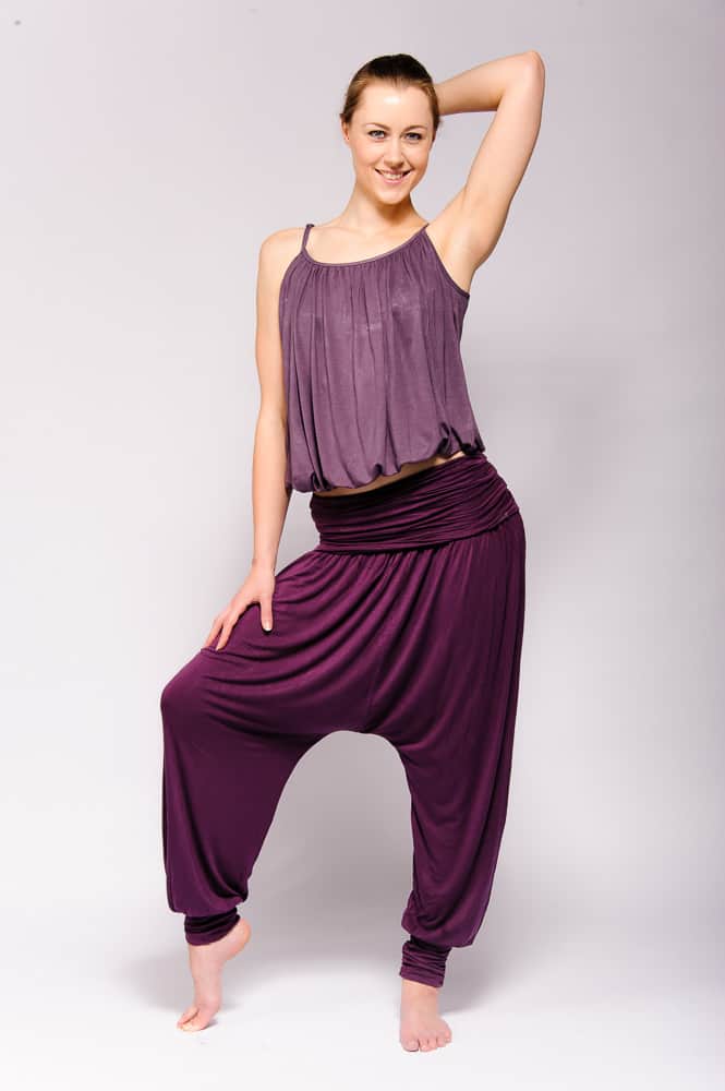 Comfort Flow Loose Yoga Pants Plum Harem Viscose Yogamasti