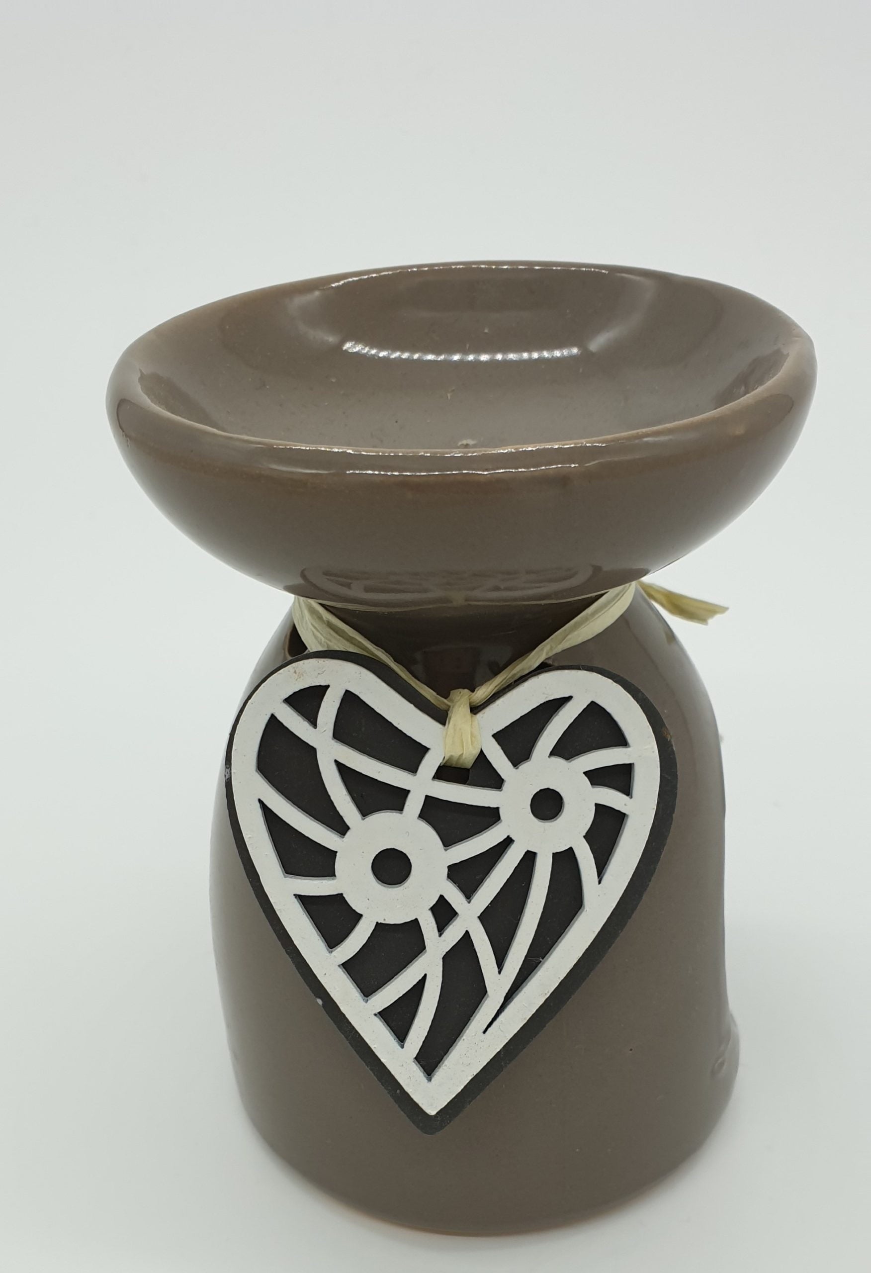 Eden Ceramic Oil Burner - Grey, Heart Design