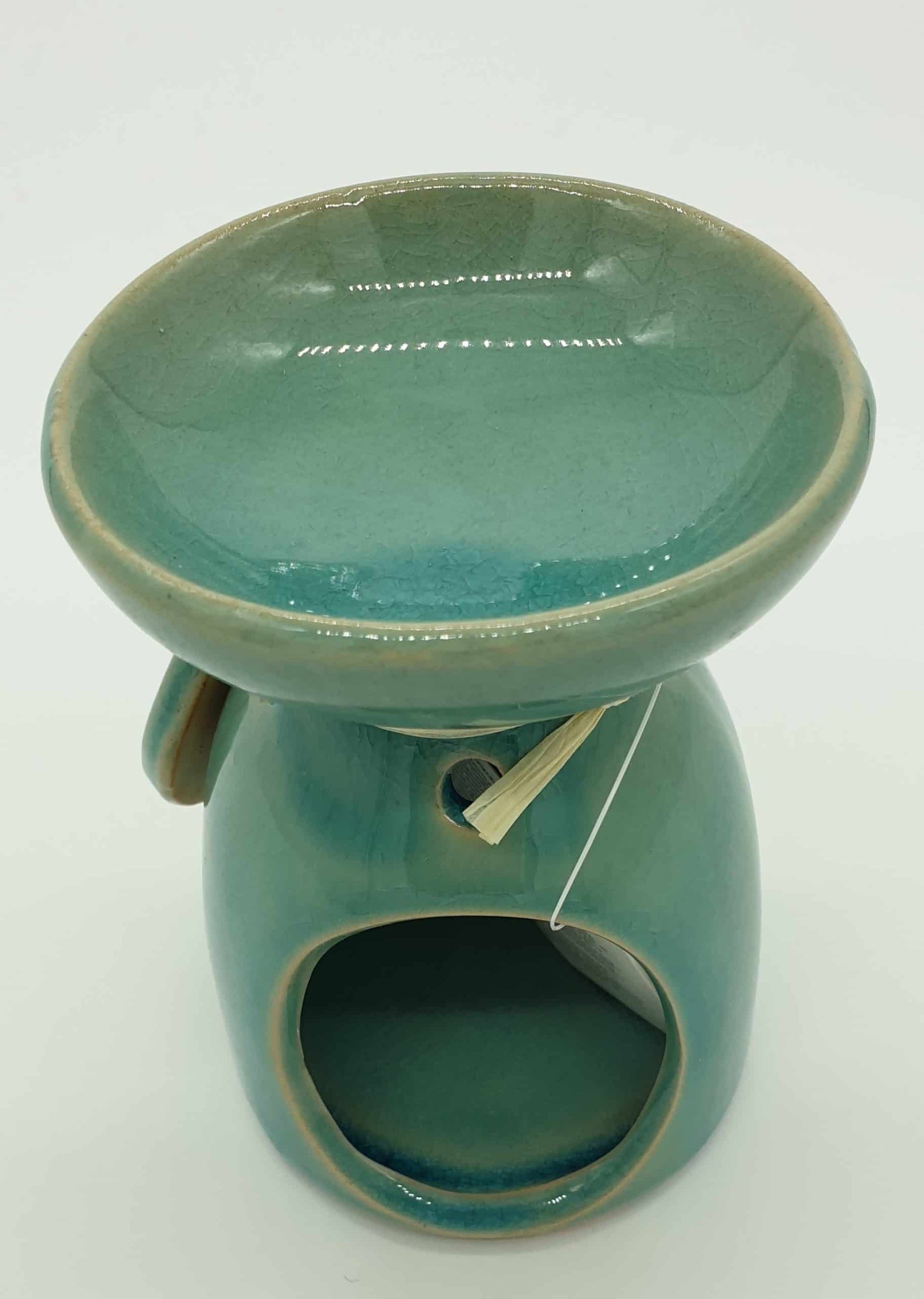 Eden Ceramic Oil Burner - Turquoise/Mint Green, Leaf Design