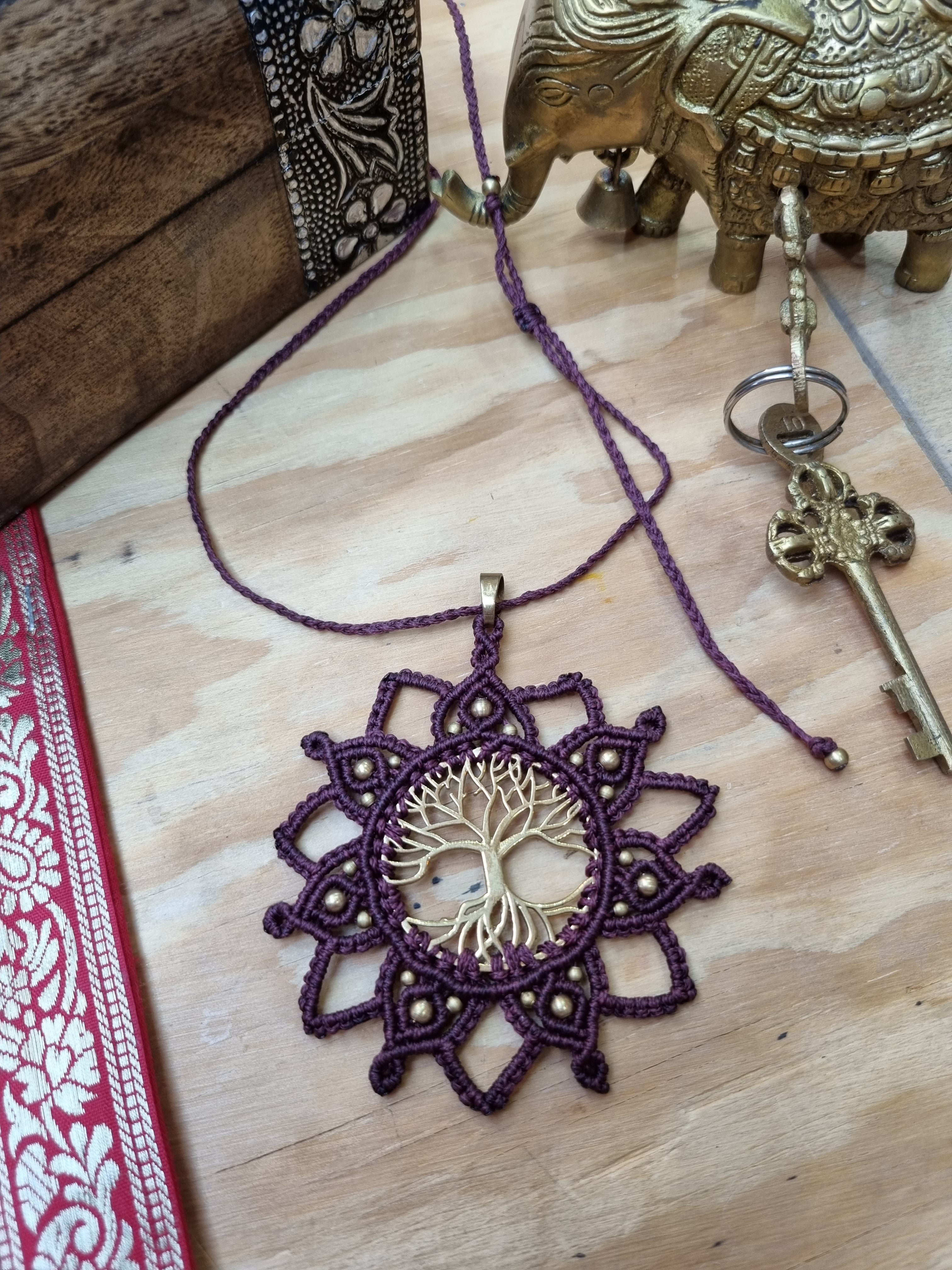 Handmade Macrame Tree of Life Necklace – Large