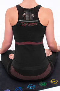 Lotus Yoga Vest Top - Organic, Black, Moisture Wicking