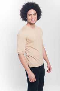 Men's Organic Chakra  T Shirt - Khaki, Handpainted