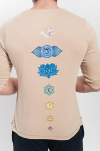 Men's Organic Chakra  T Shirt - Khaki, Handpainted